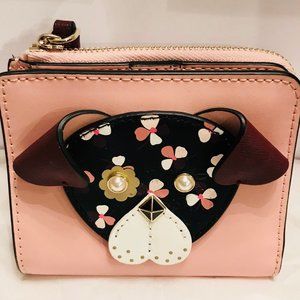 Kate Spade Small L-Zip Wallet Floral Pup Design Pi